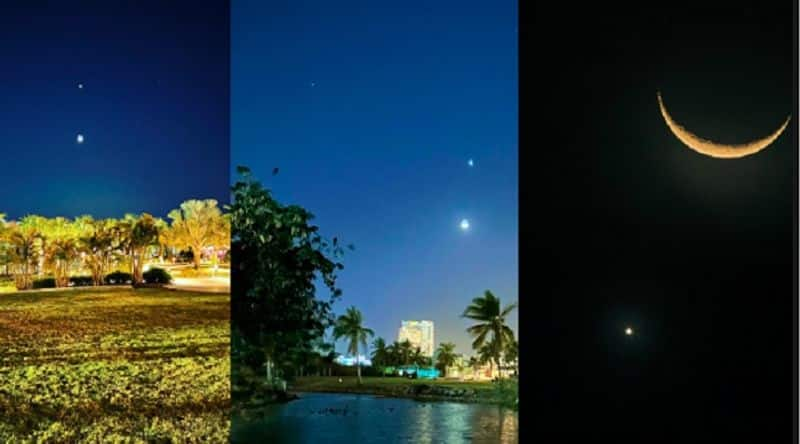 The moment Venus was seen together with the moon in different parts of the world in the eye of the camera akb