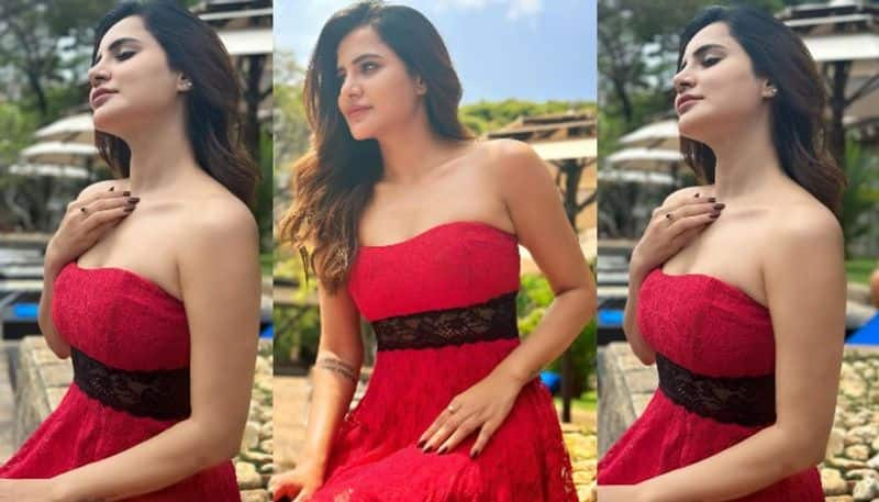 Actress Ashu Reddy Stunning poses in Red  Outfit NSK