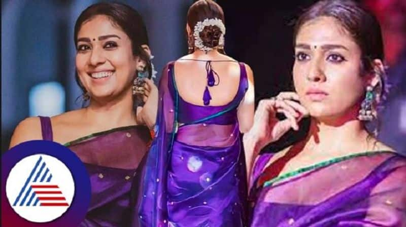 Nayanthara flaunts her purple organza saree with jasmine flowers vcs 