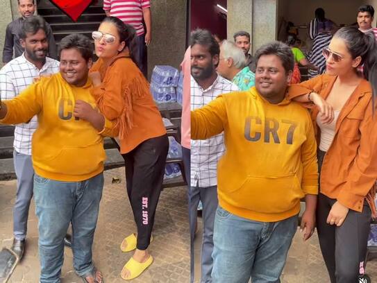 heroine payal rajput hugs a fan who asked for selfie ksr 
