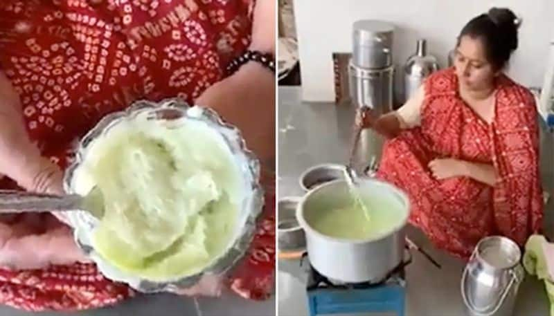 woman making ice cream with the help of ceiling fan hyp