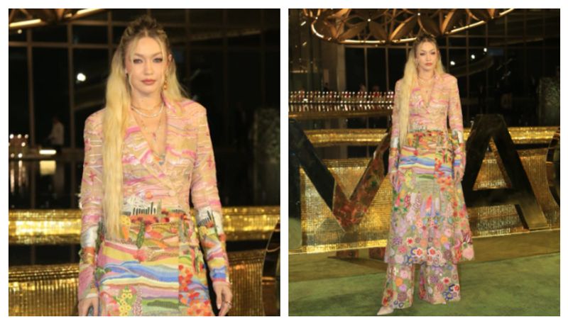 Gigi Hadid grabs limelight at NMACC grand opening; supermodel dons floral three-piece suit (Video) RBA