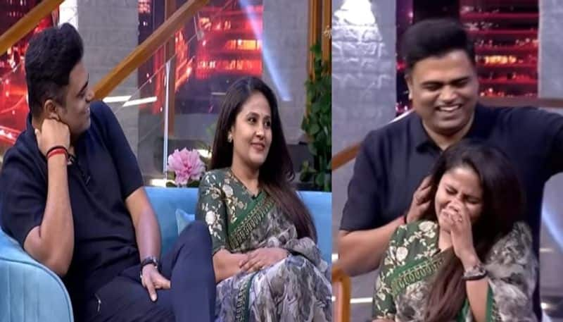 Director Vamshi Paidipally in Ala Modalaindi Show with his wife Malini NSK