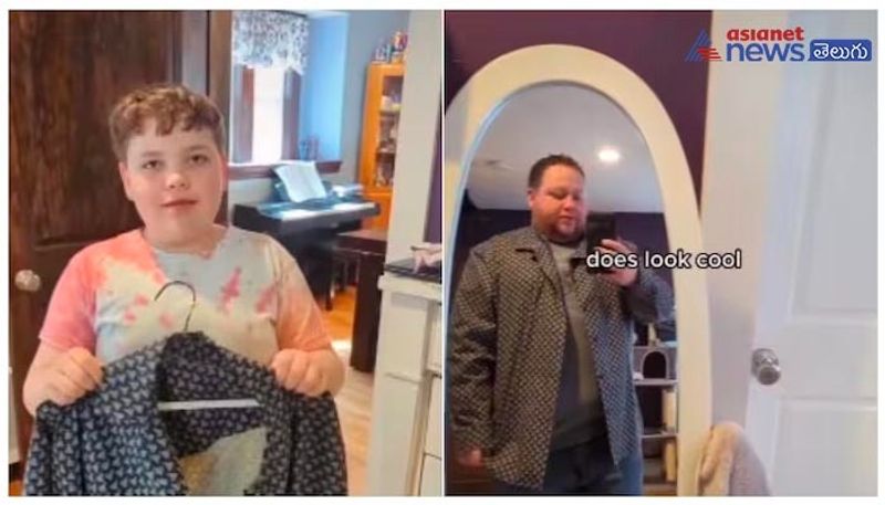 Little boy surprised his dad with a shirt sewed by him ram