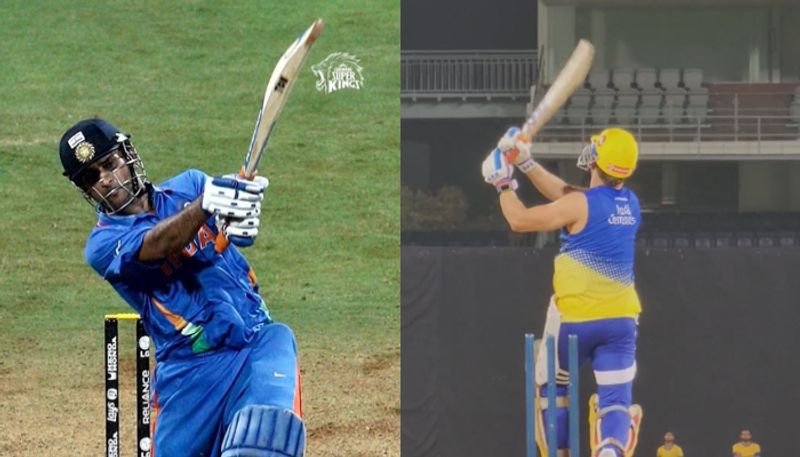 Watch Dhoni recreates iconic World Cup winning six in csk practice gkc