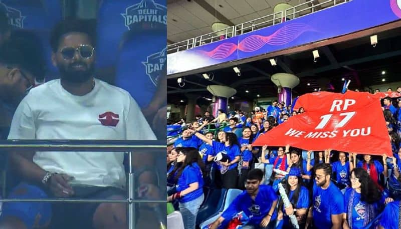 Rishabh Pant watching Delhi Capitals vs Gujarat Titans IPL 7th Match in Delhi Arun Jaitley Stadium