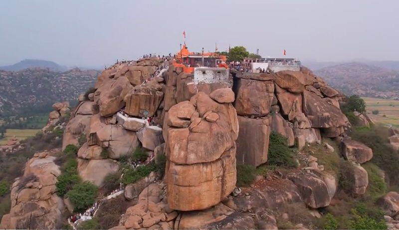 Hanuman Jayanti aerial shot of Anjanadri Hills koppal Karnataka real birthplace of Lord Anjaneya ckm