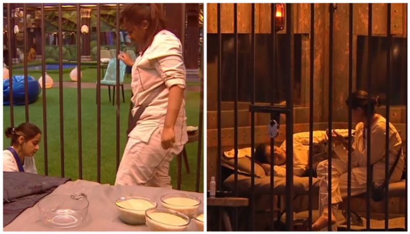 bigg boss malayalam season 5  angelina maria again in bigg boss jail with devu 