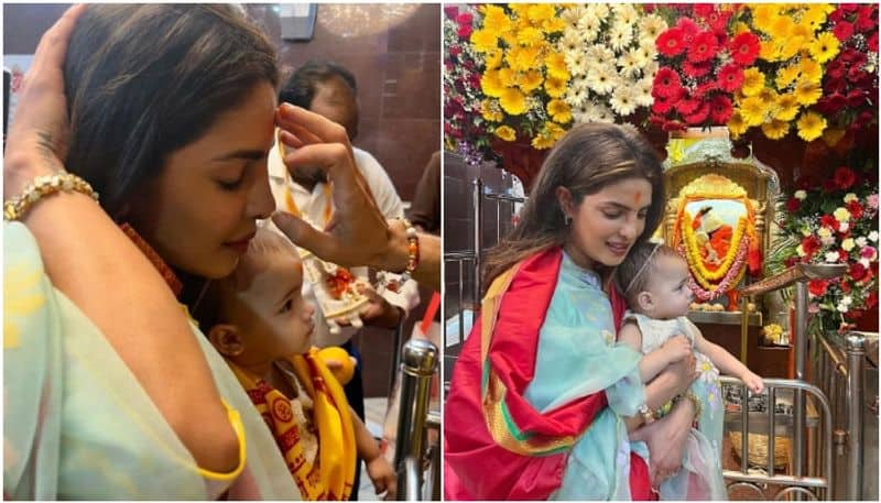 priyanka chopra visits Siddhivinayak Temple with her Daughter in Mumbai sgk