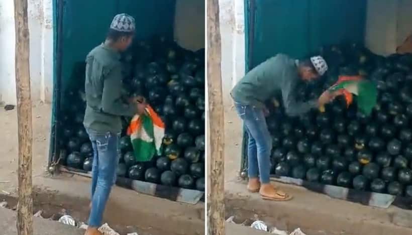 WATCH: Man shamelessly uses Indian national flag to clean fruits in Jhansi, UP Police order probe