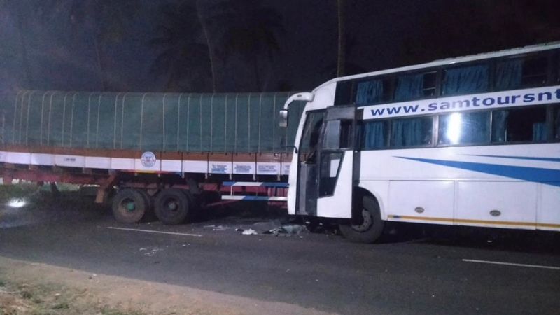 omni bus and lorry accident in salem 2 person killed