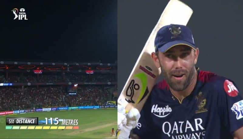 Watch Faf du Plessis hits 115 meters six to Ravi Bishnoi  this is how Glenn Maxwell reacted to it IPL 2023 jje 