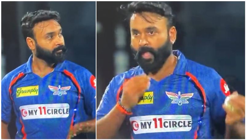 rcb vs lsg Amit Mishra Caught Applying Saliva On Ball watch video btb