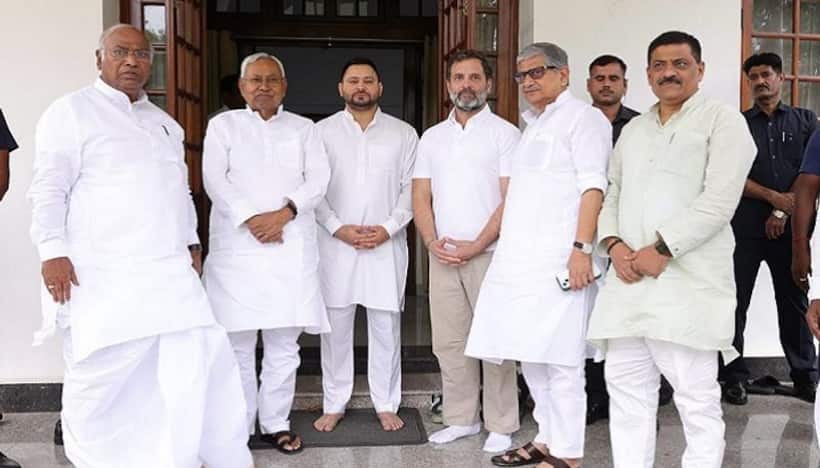 Nitish, Tejashwi meet Mallikarjun Kharge, Rahul Gandhi in Delhi amid talks over Opposition unity