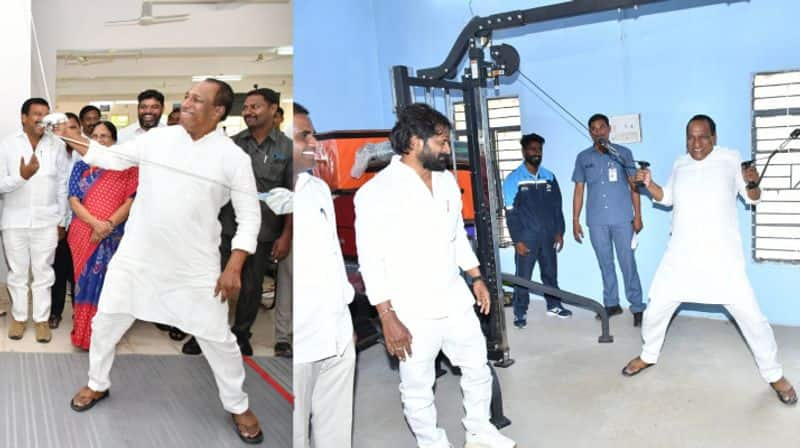 Ministers  Mallareddy and  Srinivas Goud Hakimpet Sports School AKP 