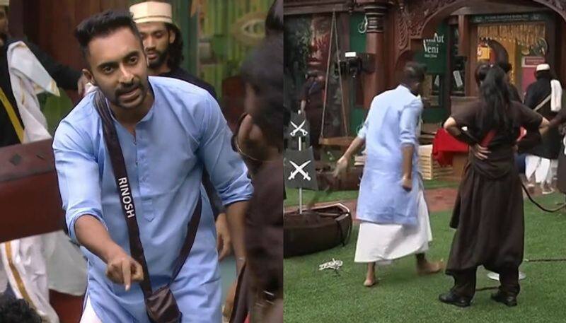 bigg boss decides after tuff between rinosh and other contestants while weekly task nsn