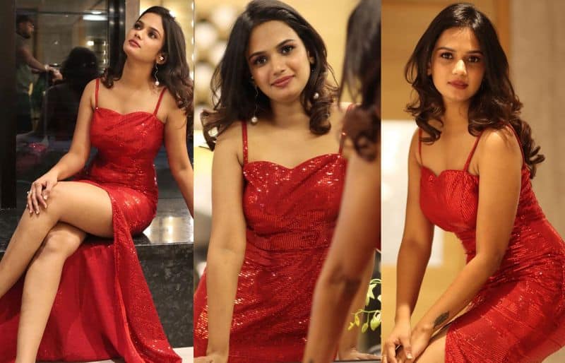 bigg boss beauty ariyana glory goes bold in red body con dress ksr 