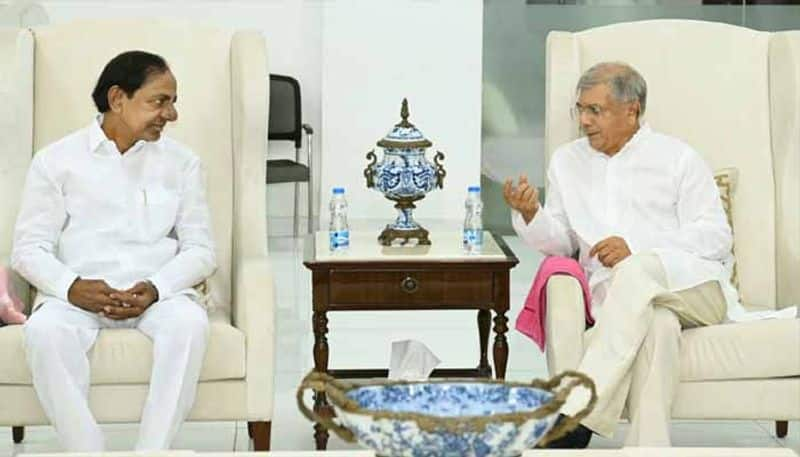 Prakash  Ambedkar  Meets  KCR at  Pragathi Bhavan  in  Hyderabad  lns 