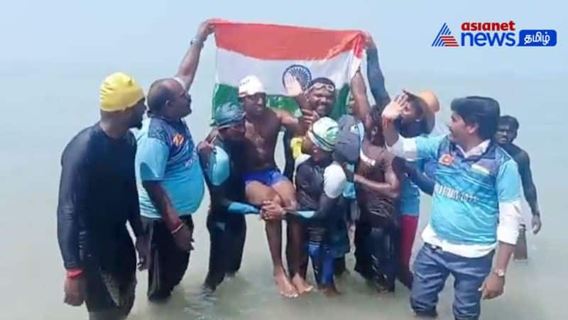 A disabled person swam across the ocean between Dhanushkodi and Thalaimannar in 20 hours!