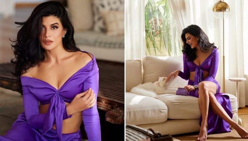 SEXY PHOTOS: Jacqueline Fernandez looks dazzling in lavender crop top, thigh-high slit skirt, SEE PICS 