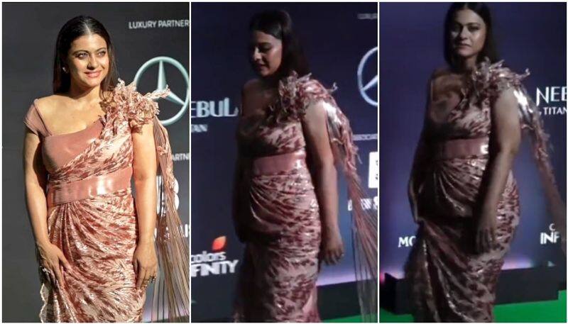 Actress Kajol struggles to walk in tight dress and high heels video viral sgk