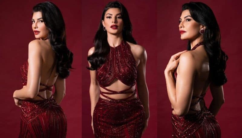 Actress Jacqueline Fernandez Looks Stunning in red outfit NSK