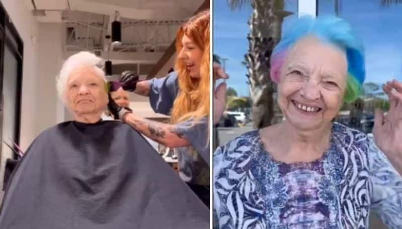 grandmas cute video in which her granddaughter dyes her hair with many different colors hyp 