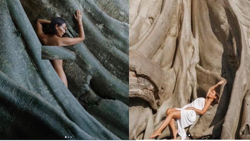 Russian Women Posed nude in front of sacred tree of Tabanan temple bali arrested and deported ckm