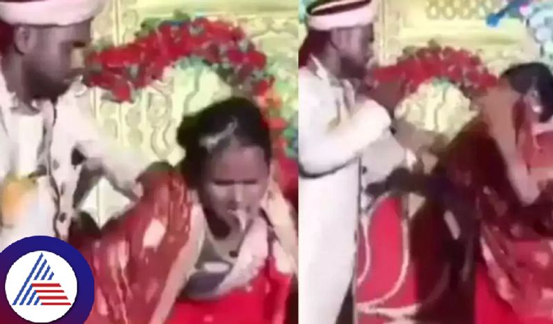 bride and groom beat each other during wedding ceremony