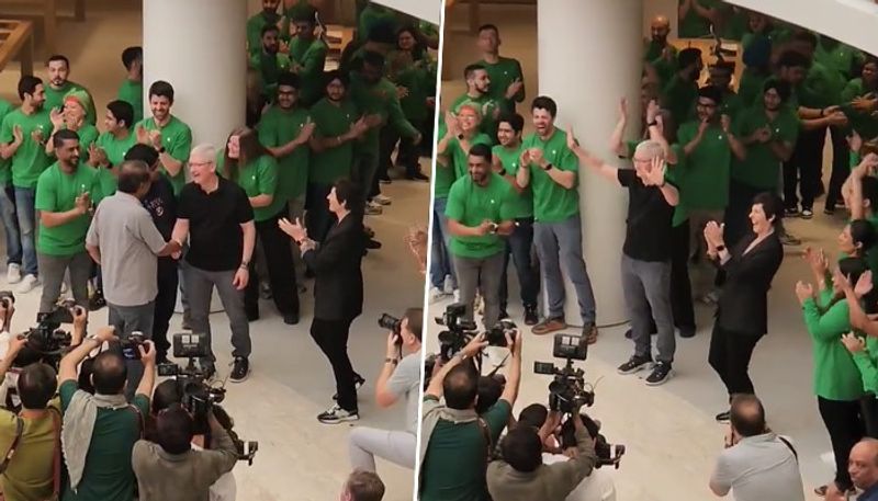 Tim Cook in India After Mumbai Apple CEO opens store in Delhi watch customers frenzy gcw