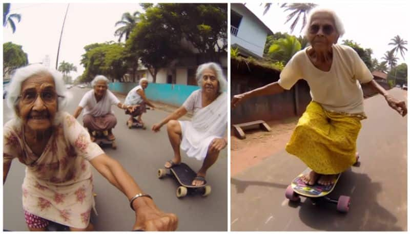 skating grandmothers AI image goes viral in social media bkg