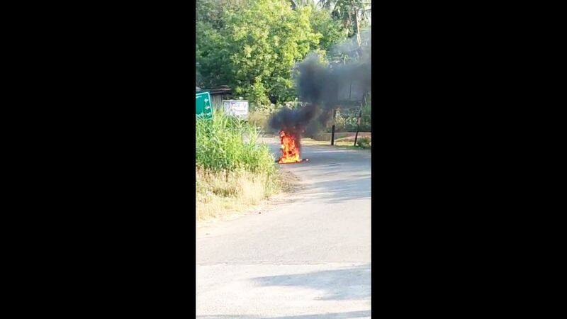 A person set fire to a damaged two-wheeler in Cuddalore district