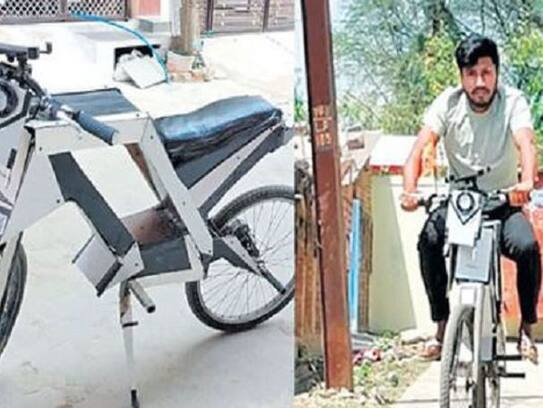 this e battery cycle runs 30kms with 3 rupees cost made by aditya