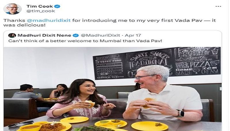 Tim Cook savors the unique taste of Mumbai; Madhuri Dixit says there is no better welcome than this-sak