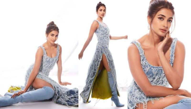 Pooja Hegdes feather gown photos azn