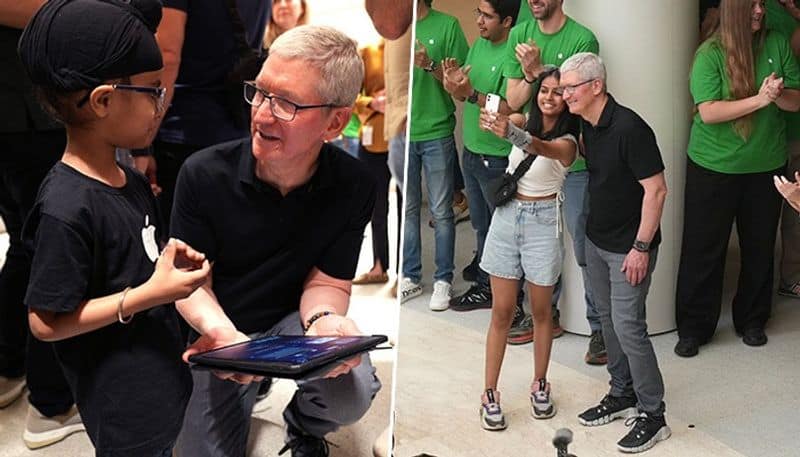 What an incredible reception Delhi thank you CEO Tim Cook after opening Apple Saket store launch gcw