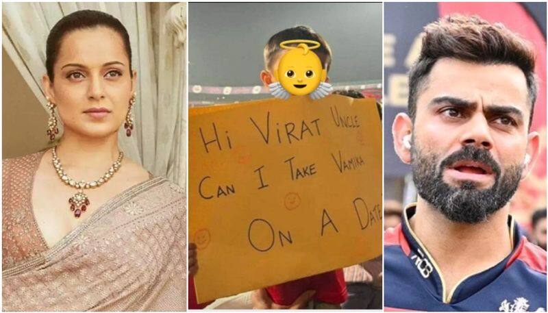 Kangana Ranaut reacts parents of kid with viral can I take Vamika on date placard during IPL match sgk