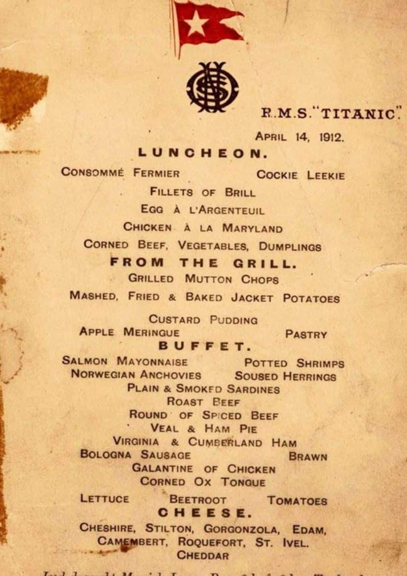 111-year-old elaborate menus from Titanic