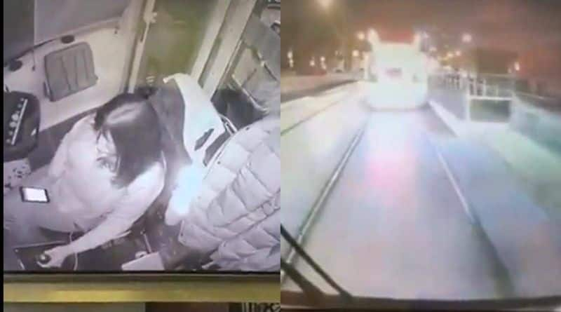 old video shows woman using smartphone while driving train viral video rse