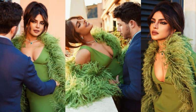 Priyanka Chopra looks ravishing in green Valentino plunge neck gown azn 