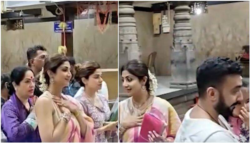 bollywood actress Shilpa Shetty visits Kateel Durga parameshwari temple in Mangalore sgk