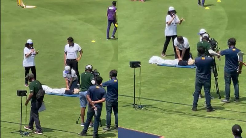 CPR demo in Chinnaswamy stadium before RCB Vs RR clash (WATCH)