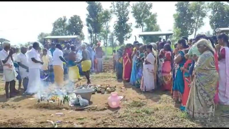 farmers did prayer in agriculture land in ariyalur district for chithirai