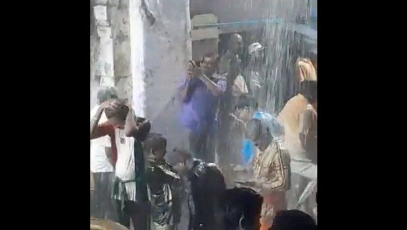 Heavy rain near meenakshi Amman temple at madurai.  