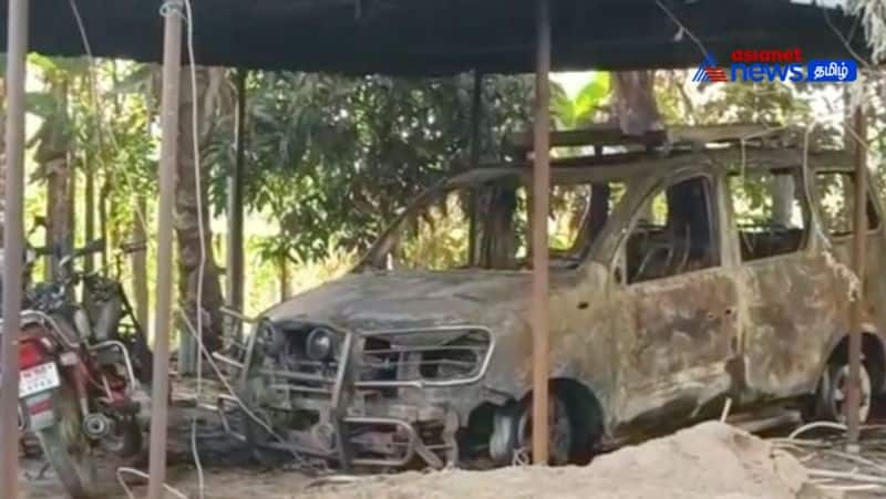 Mysterious persons set fire to the vehicles in the house where the pregnant woman was alone at thiruvarur