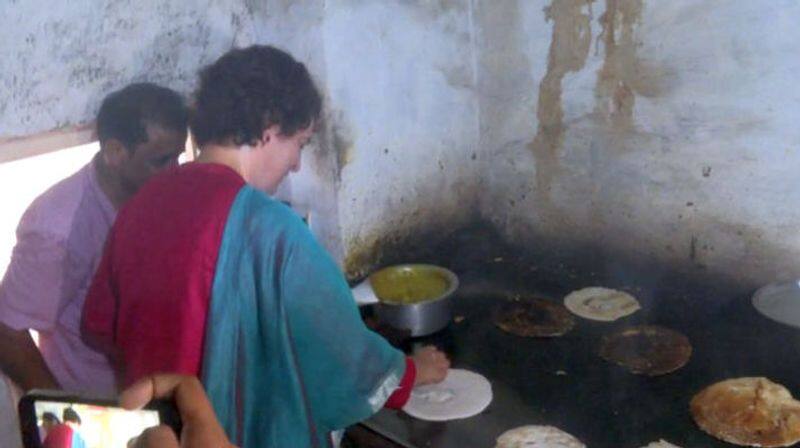 priyanka gandhi puts dosa at mylari hotel mysore suh