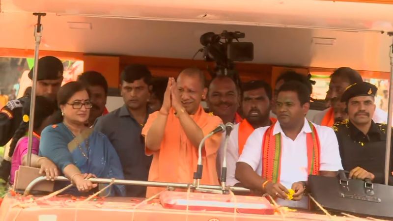 UP CM Yogi adityanath road show in Mandya Ahead of Karnataka assembly Election ckm 