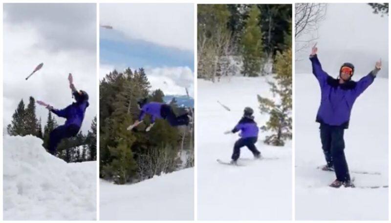 Netizens have captured the video of Skier s Awesome Juggling Skills bkg 