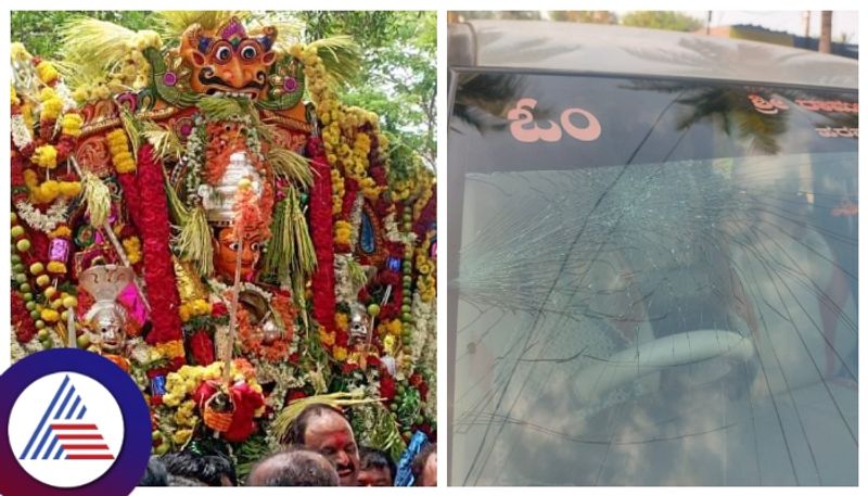 Marikamba fair tradition broked Swamiji car crushed from Jagaluru villagers sat