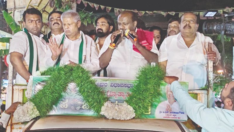 HD Kumaraswamy campaign for candidate Javarai Gowda from Yeshwanthpur Constituency gvd